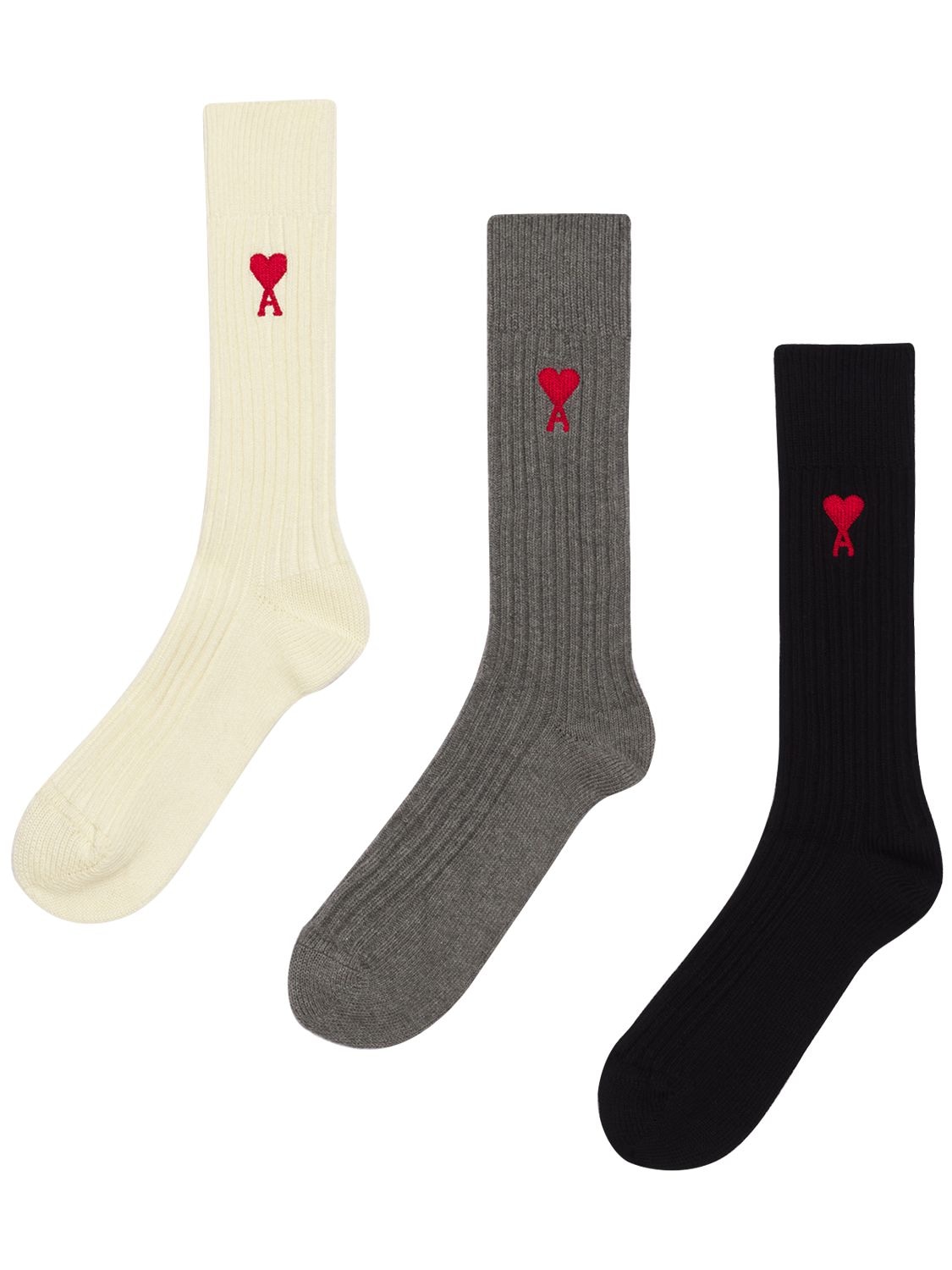 Three Pack Adc Cotton Blend Socks - AMI PARIS - Modalova