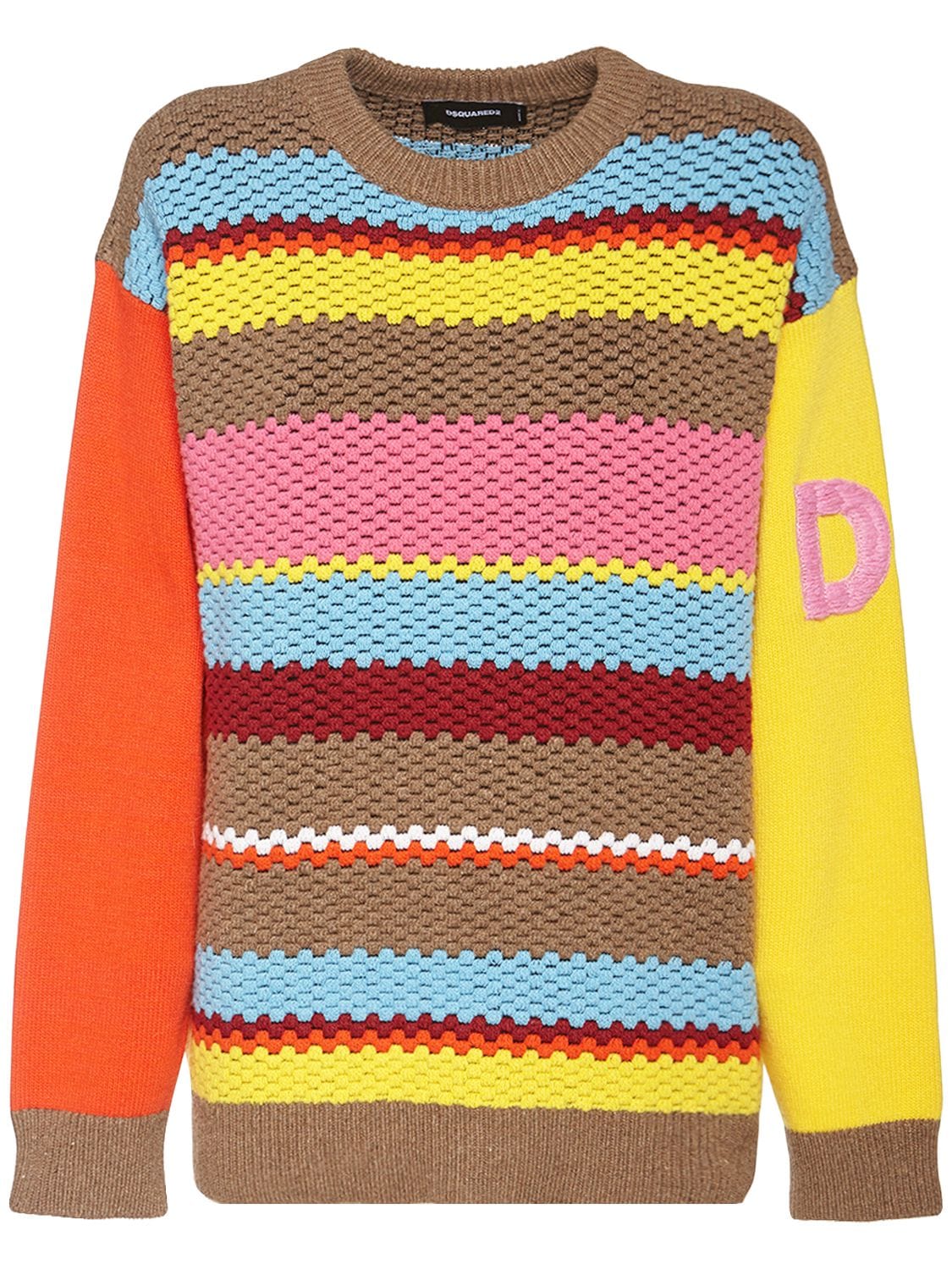 Wool Blend Knit Striped Jacquard Sweater - DSQUARED2 - Modalova