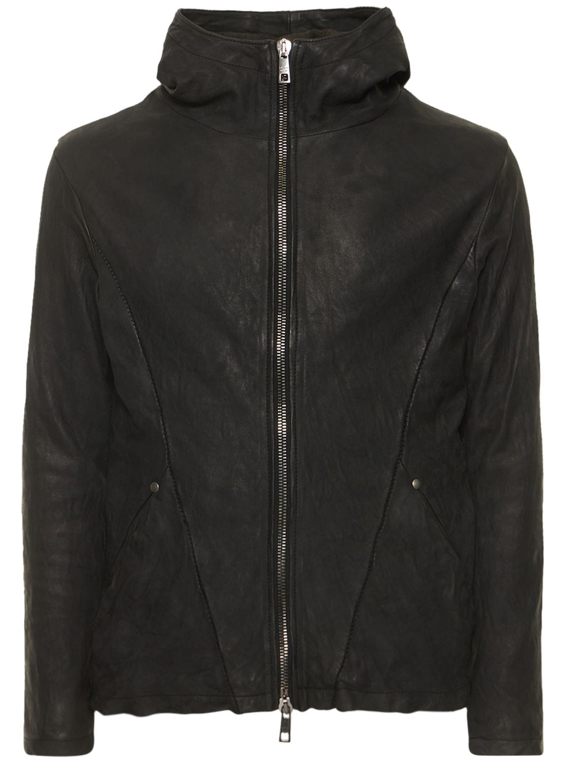 Brushed Leather Hooded Jacket - GIORGIO BRATO - Modalova