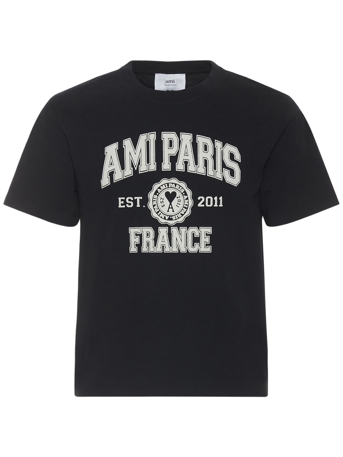 Logo Print Cotton Jersey T-shirt - AMI PARIS - Modalova