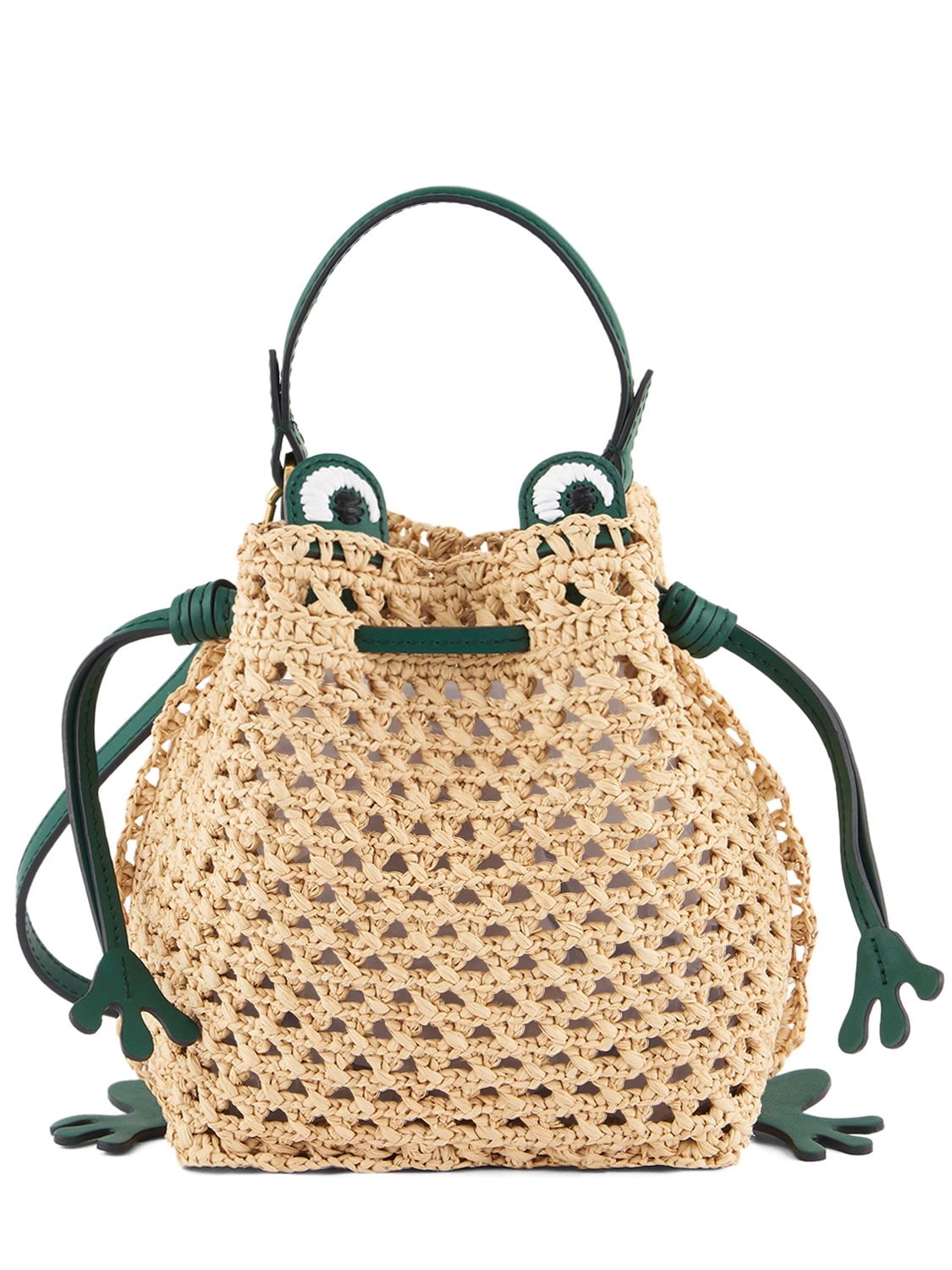 Frog Raffia & Leather Shoulder Bag - ANYA HINDMARCH - Modalova