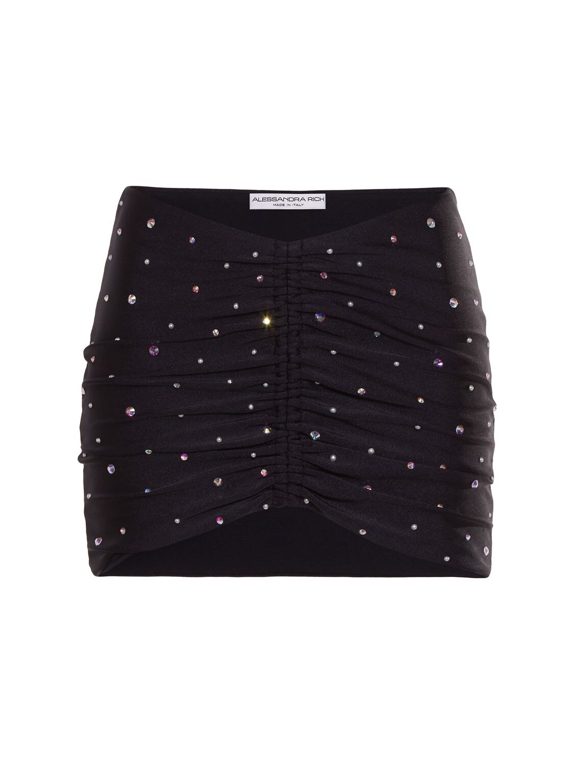 Embellished Shiny Jersey Mini Skirt - ALESSANDRA RICH - Modalova