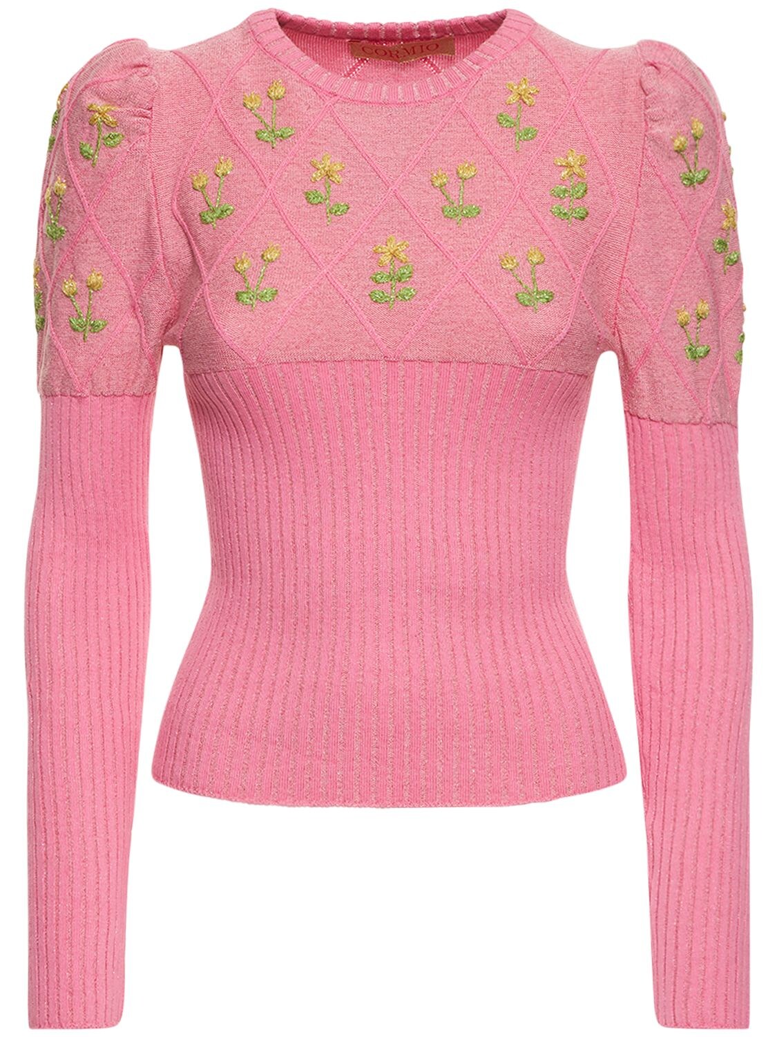 Oma Cotton Blend Embroidered Sweater - CORMIO - Modalova