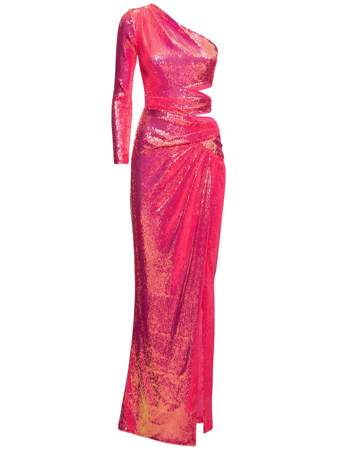 One Shoulder Sequined Long Dress W/slit - ZUHAIR MURAD - Modalova