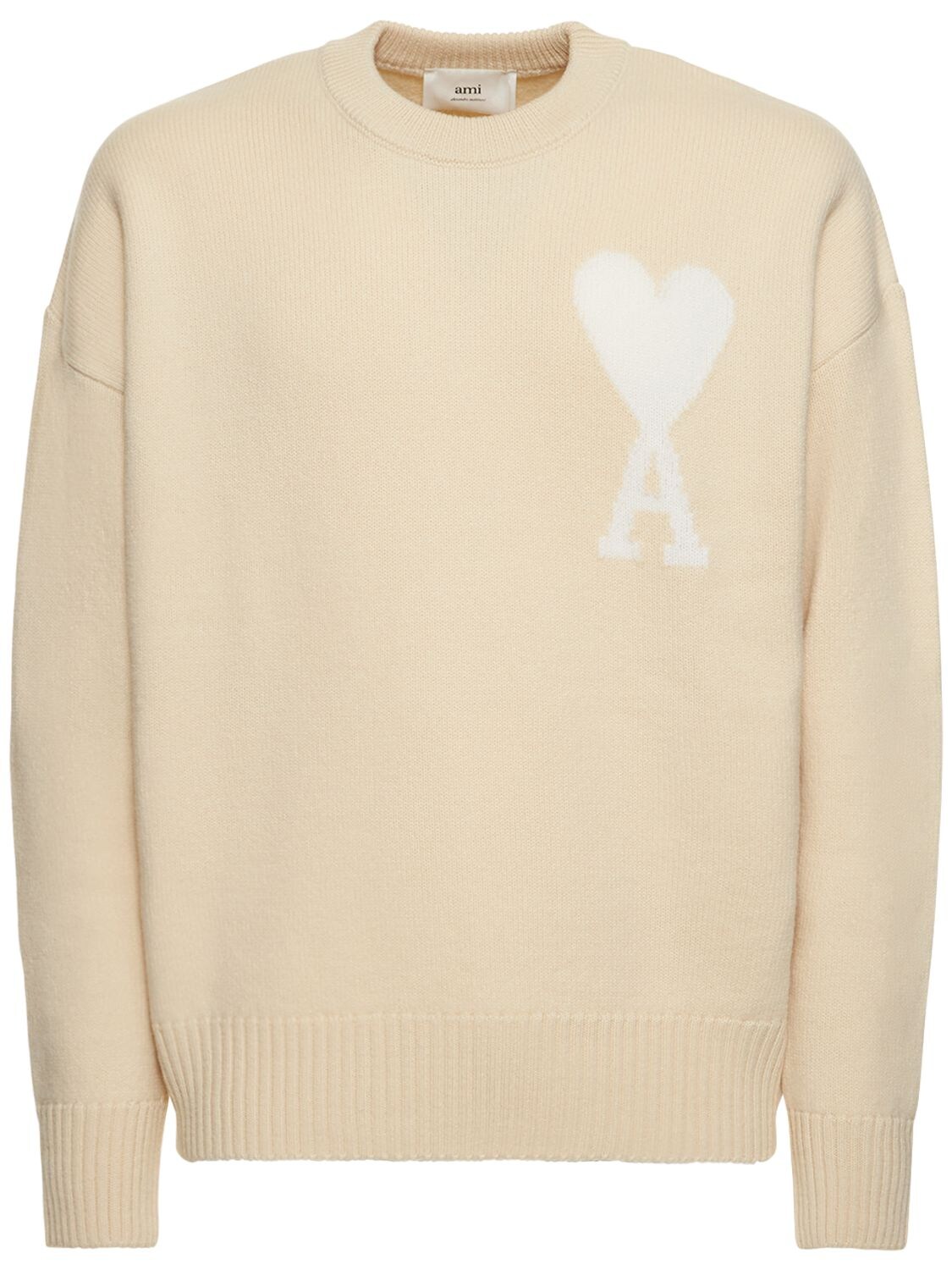 Logo Wool Knit Sweater - AMI PARIS - Modalova