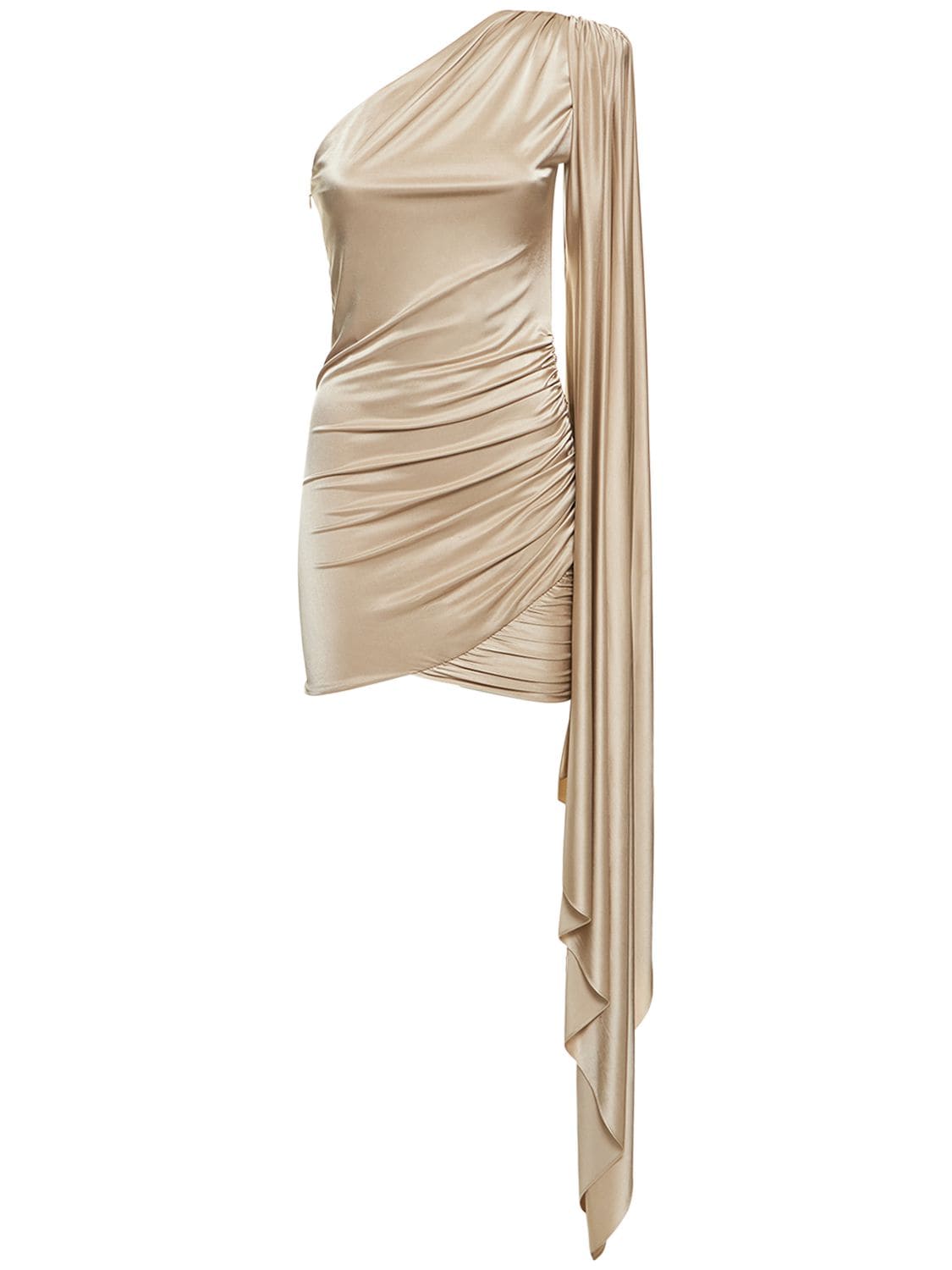 Shiny Jersey Draped Sleeve Mini Dress - ALEXANDRE VAUTHIER - Modalova