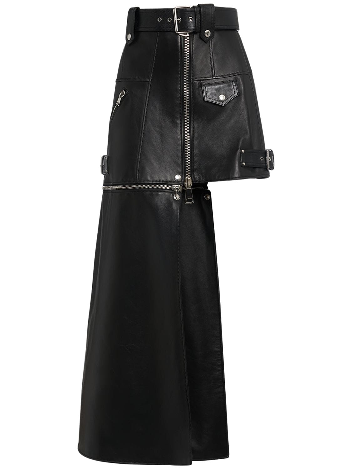 Asymmetric Leather Skirt - ALEXANDER MCQUEEN - Modalova