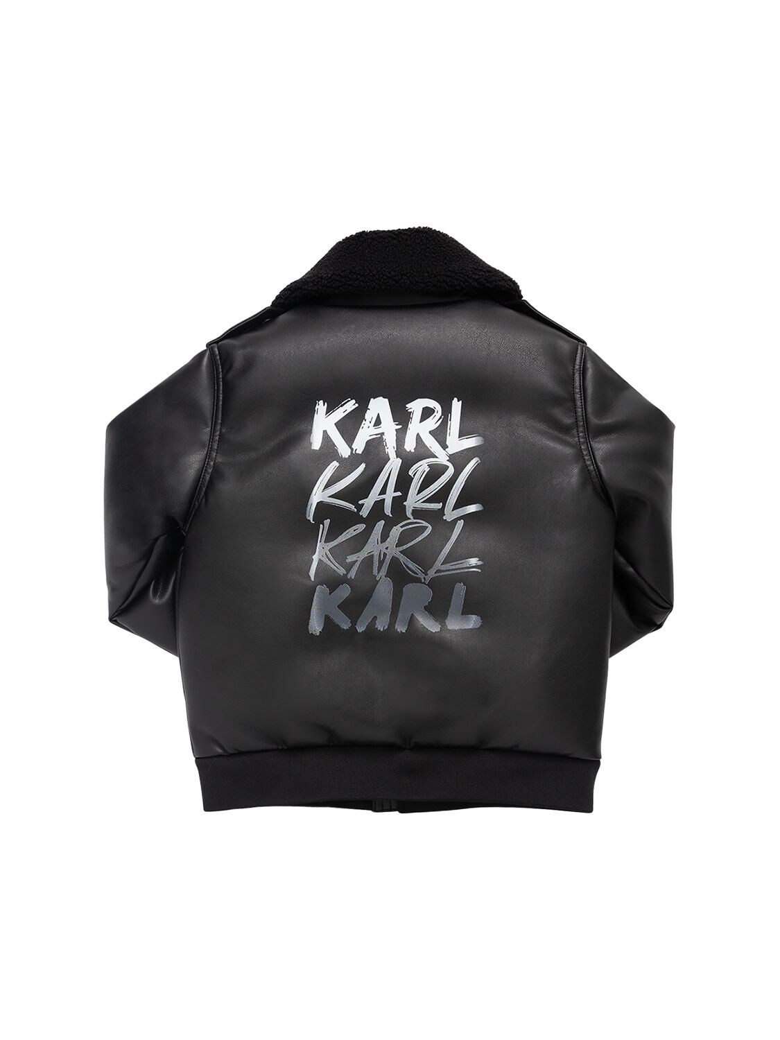 Printed Faux Leather Jacket W/logo - KARL LAGERFELD - Modalova