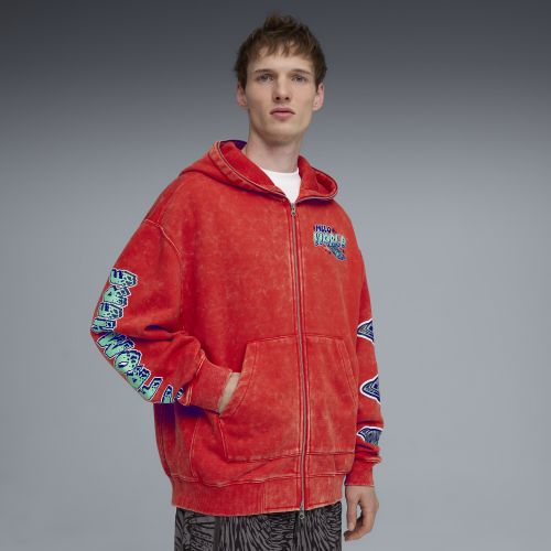 Felpa con cappuccio e zip Melo World da uomo, Accessori, Rosso, S - PUMA - Modalova