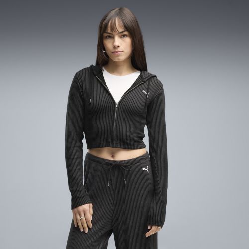 Sudadera con capucha Essentials Ribbed Full-Zip Slim para mujer, Ropa, Negro, S - PUMA - Modalova