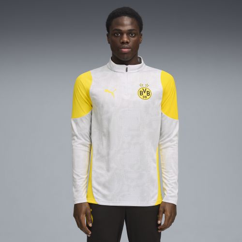 Top da training con zip corta Borussia Dortmund da uomo, Accessori, Grigio, S - PUMA - Modalova