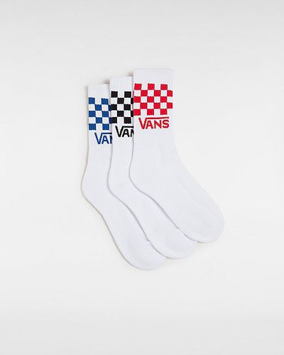 Kids Drop V Classic Check Crew Socks (3 Pairs) (true Red/true B) Youth , Size 13.5-5 - Vans - Modalova