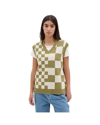 Courtyard Checker Sweater Vest ( Olive) Women , Size XXL - Vans - Modalova