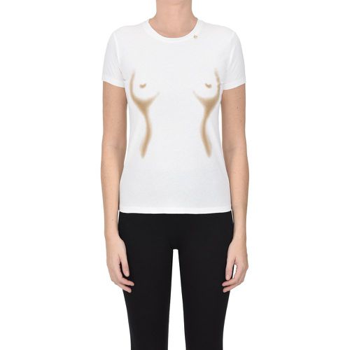 T-shirt con stampa frontale e strass - Elisabetta Franchi - Modalova