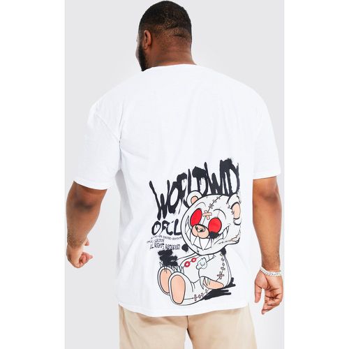 Camiseta Plus Oversize Con Estampado De Grafiti Y Osito En La Espalda - boohoo - Modalova