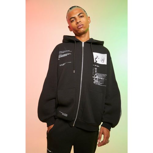 Sudadera Oversize Con Capucha, Cremallera Y Refuerzo - boohoo - Modalova