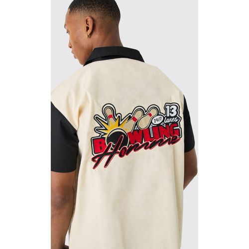Camicia da bowling Homme squadrata a maniche corte in popeline - boohoo - Modalova