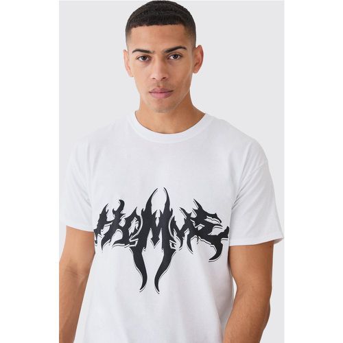 Camiseta Oversize Con Estampado Homme De Letras Góticas - boohoo - Modalova