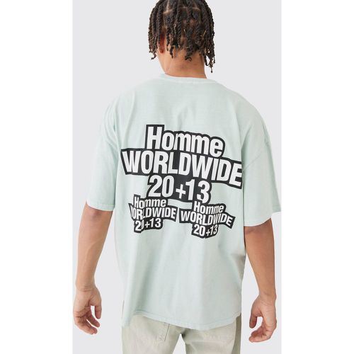 T-shirt oversize sovratinta Homme Worldwide - boohoo - Modalova