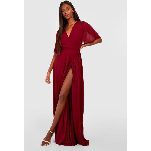 Vestido Maxi Cruzado Para Dama De Honor De Chifón Con Mangas Anchas - boohoo - Modalova