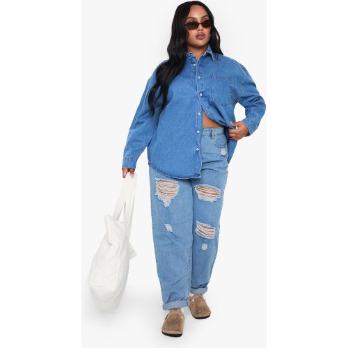 Vaqueros Plus Mom Rotos Desgastados - boohoo - Modalova