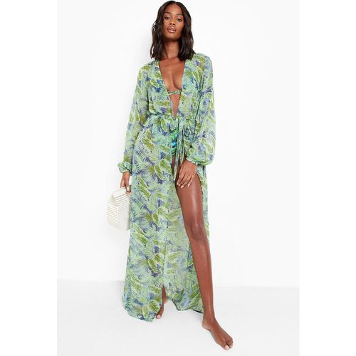 Kimono maxi da mare in chiffon Tropicana - boohoo - Modalova