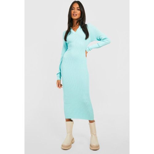 Vestido Midi De Punto Y Canalé Con Cuello De Polo - boohoo - Modalova