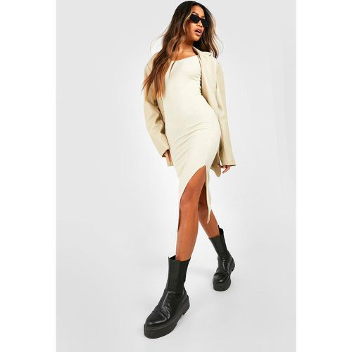 Vestido Midi Ajustado De Canalé Con Espalda Baja - boohoo - Modalova