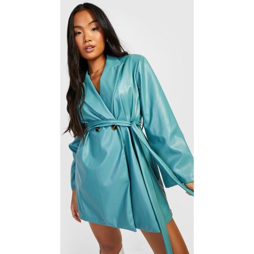 Vestido Americana Petite De Cuero Sintético Con Cinturón - boohoo - Modalova