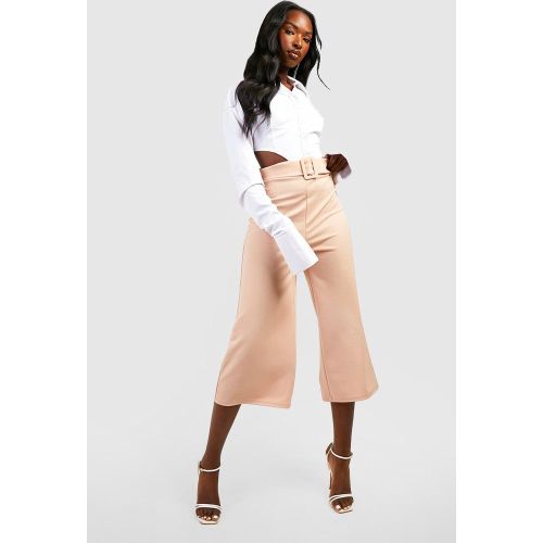 Pantalón De Tiro Alto Culote Con Hebilla Y Cinturón - boohoo - Modalova