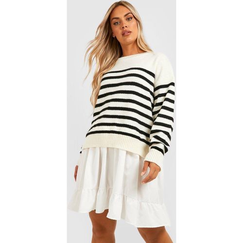 Vestito camicia & maglione 2 in 1 Plus Size in maglia a righe - boohoo - Modalova
