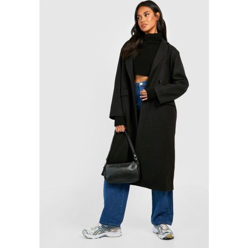 Abrigo Efecto Lana De Corte Largo - boohoo - Modalova