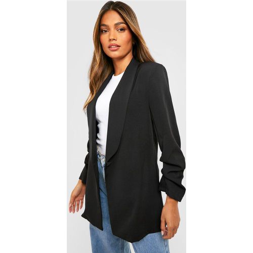 Blazer Basic con scollo profondo, bavero e ruches sulle maniche - boohoo - Modalova