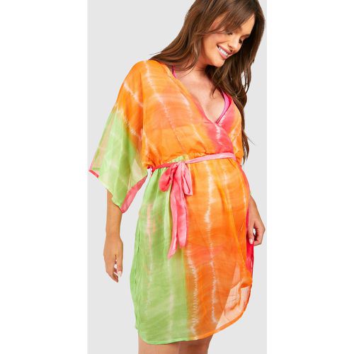 Miniabito da mare Premaman a incrocio in fantasia tie dye - boohoo - Modalova