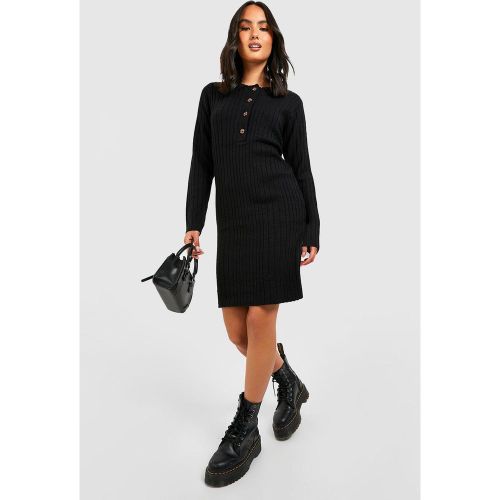 Vestido Mini De Punto Y Canalé Con Cuello De Polo - boohoo - Modalova