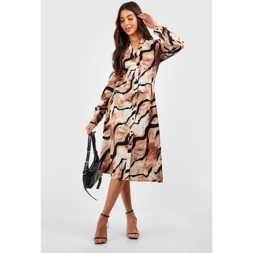 Vestito camicia midi oversize con stampa animalier - boohoo - Modalova