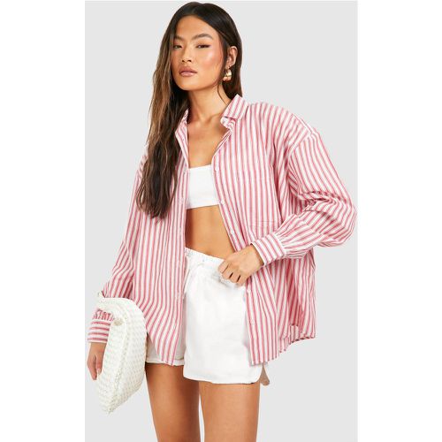 Oversized Pocket Detail Striped Shirt - boohoo - Modalova