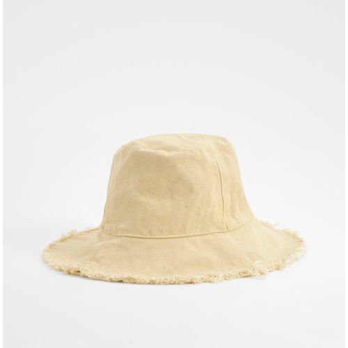 Frayed Edge Bucket Hat, Beige - boohoo - Modalova