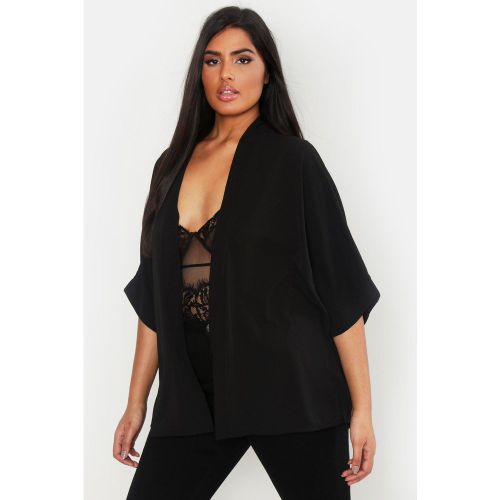 Kimono Plus Size in tessuto, Nero - boohoo - Modalova