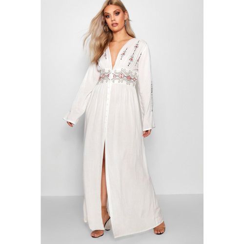 Vestito maxi Plus Size con ricami e scollo profondo - boohoo - Modalova