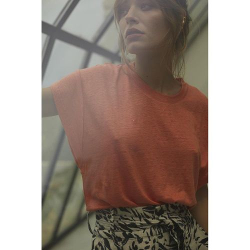 Tee-hirt OVER rose en lin - Le Temps des Cerises - Modalova