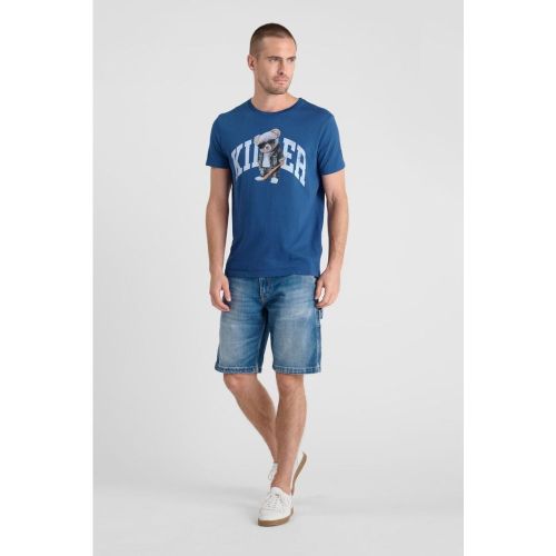 Tee-Shirt DANIS bleu en cuir Troy - Le Temps des Cerises - Modalova