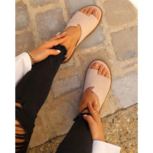 Mules plates femme cuir beige - Mes jolis nu pieds - Modalova