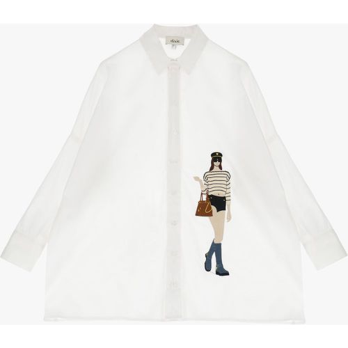 Camicia oversize in puro cotone monocolour con stampa - Dixie - Modalova