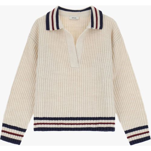 Pullover con orli a righe e colletto polo - Dixie - Modalova