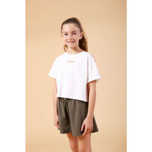 T-shirt bambina monocolour con logo stampato a contrasto - Dixie - Modalova