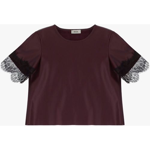 T-shirt in similpelle con bordo in pizzo - Dixie - Modalova