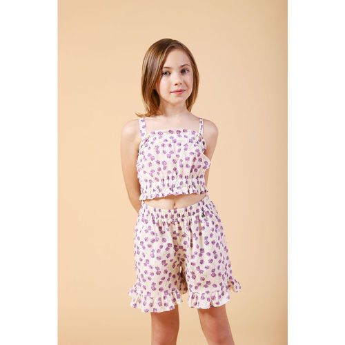 Camicia cropped smanicata bambina fantasia floreale - Dixie - Modalova