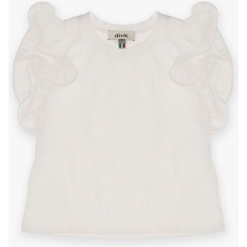 T-shirt bambina in puro cotone monocolour con volant - Dixie - Modalova