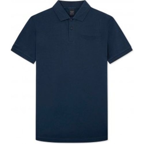 HM563185 Polo Am Emboss Bk (S), Casuel, Coton, Manche courte, Marine - Hackett London - Modalova